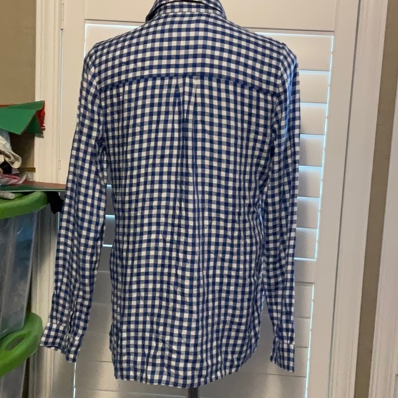 SO Blue and White Checkered Women's Button Down Shirt - Picture 3 of 7